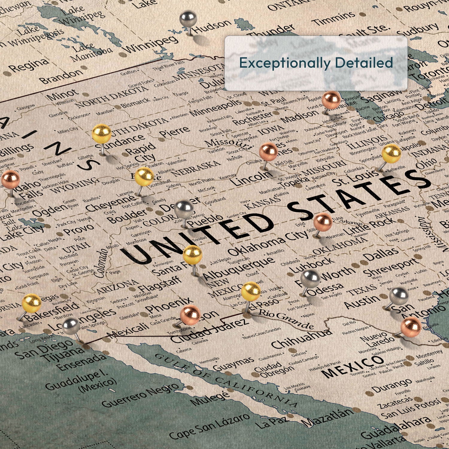Personalized Vintage Push Pin USA Map 4