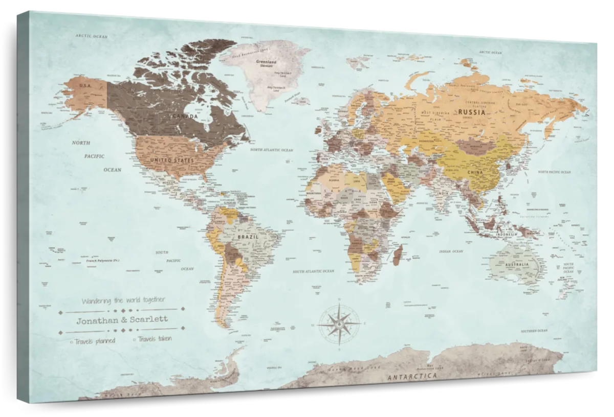 Personalized Wandering The World Push Pin Travel Map 1