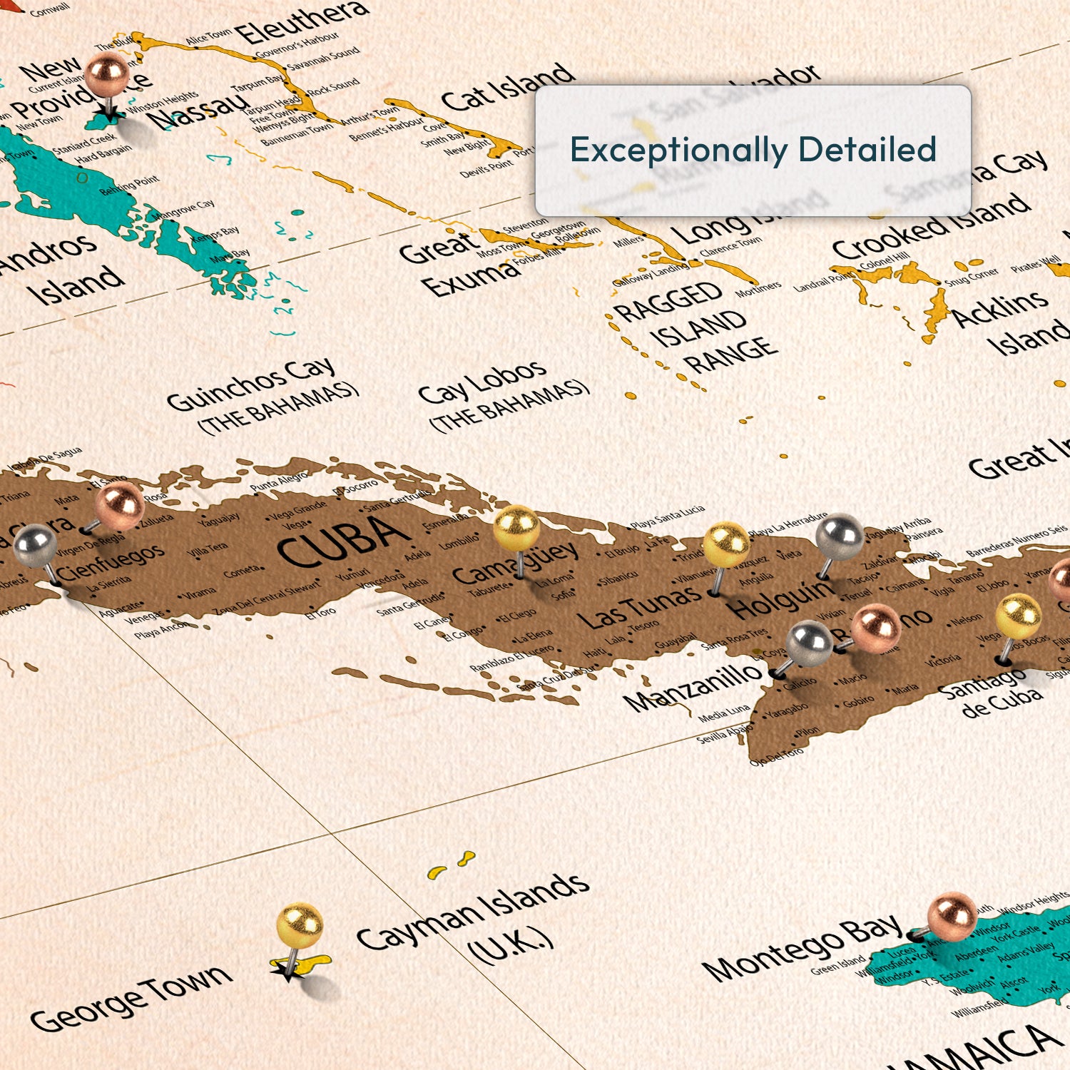 Personalized Warm Escapes Caribbean Push Pin Map 3
