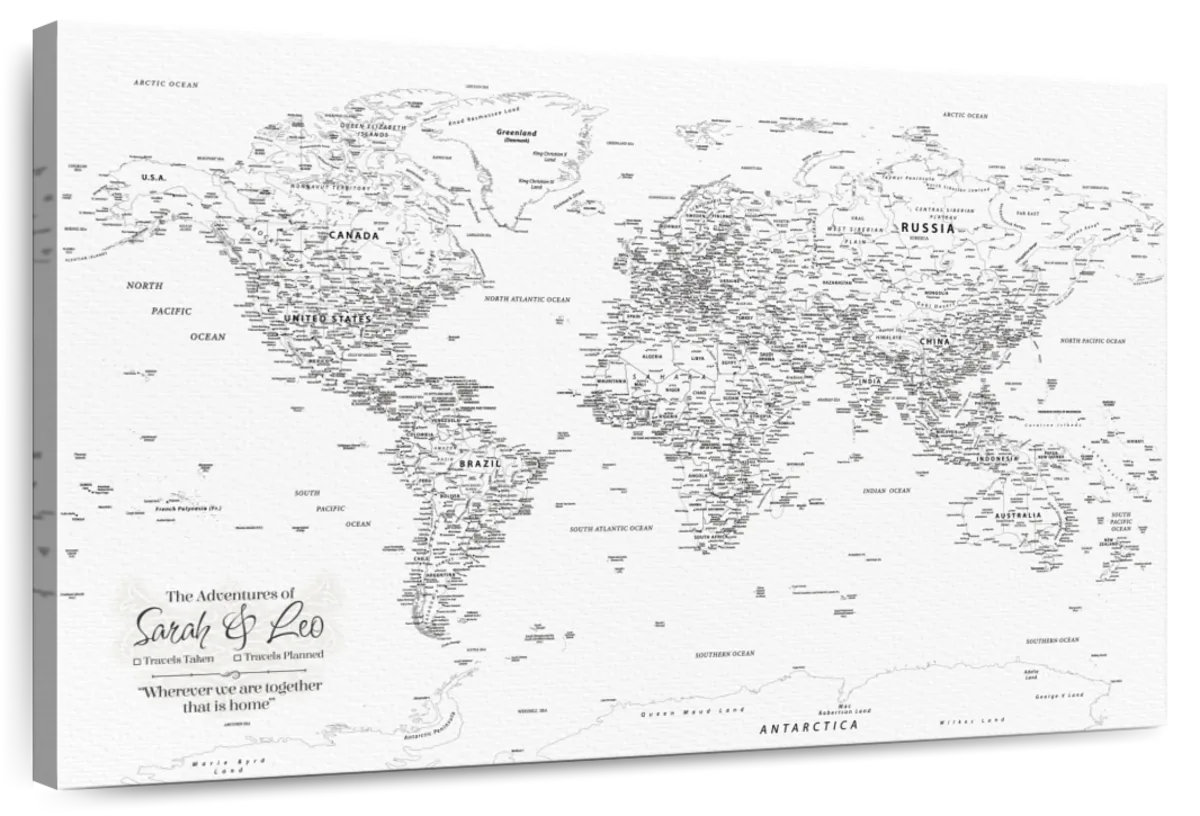 Personalized Wherever We Are Together Push Pin World Map 1