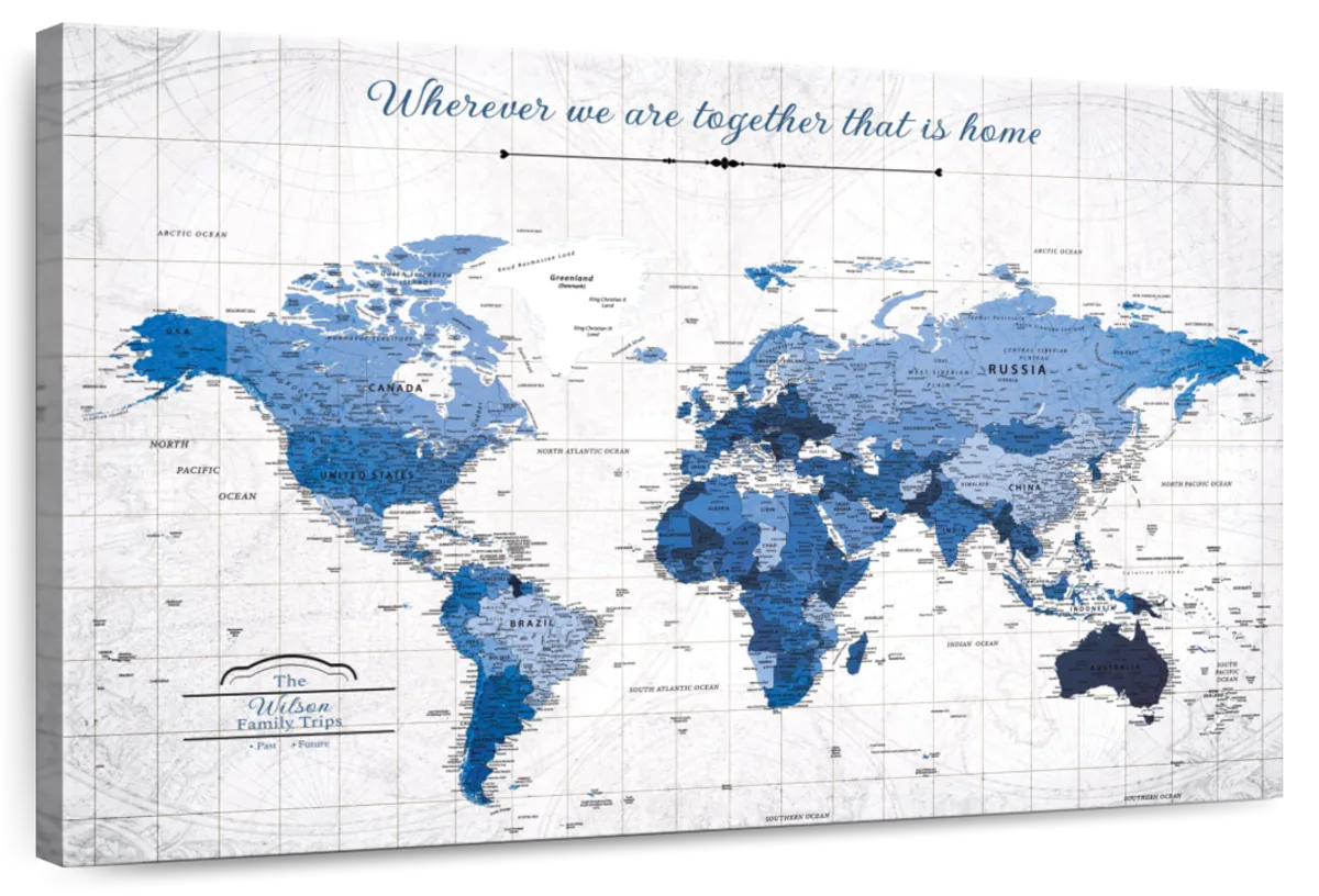 Personalized Wherever We Wander Push Pin World Map 1