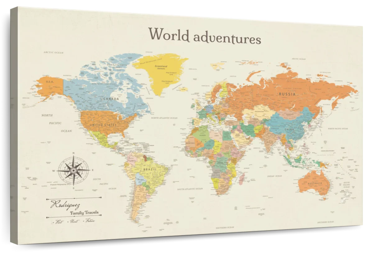 Personalized World Adventure Chronicle Push Pin World Map 1