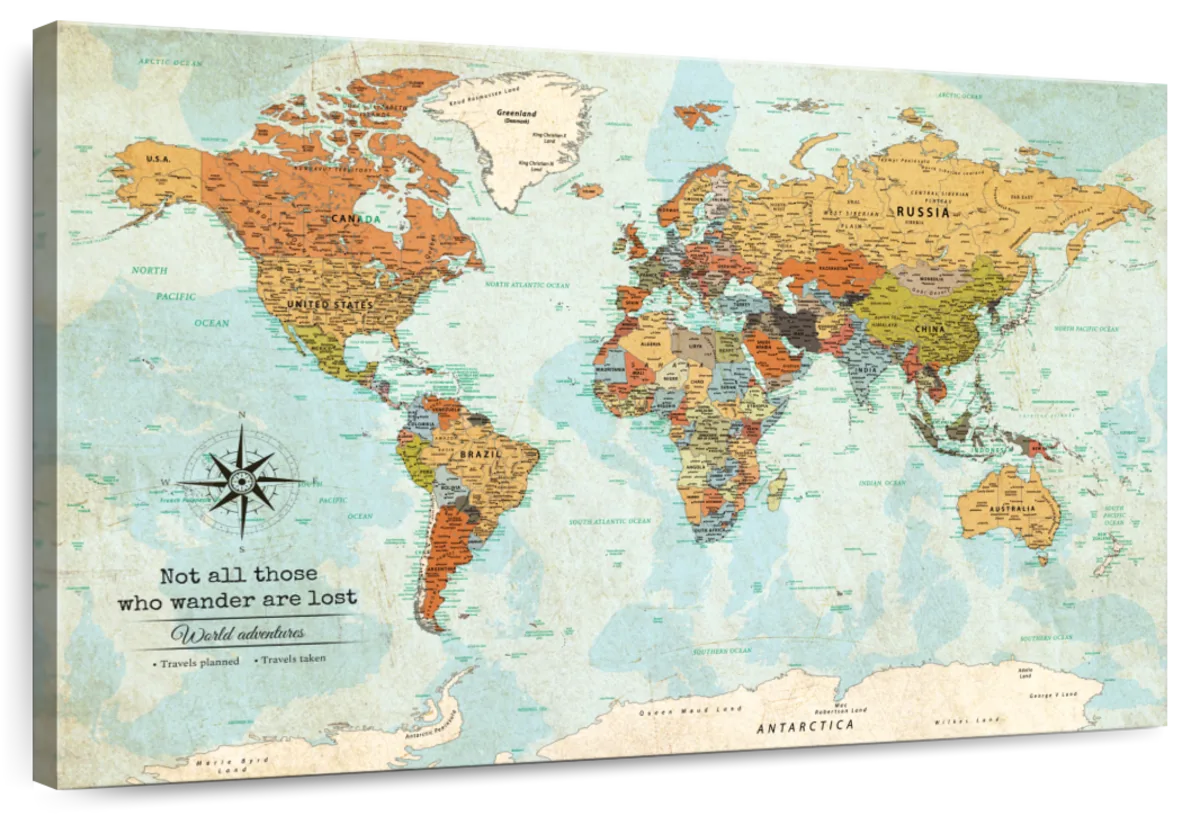 Personalized World Wanderer Push Pin Travel Map 1