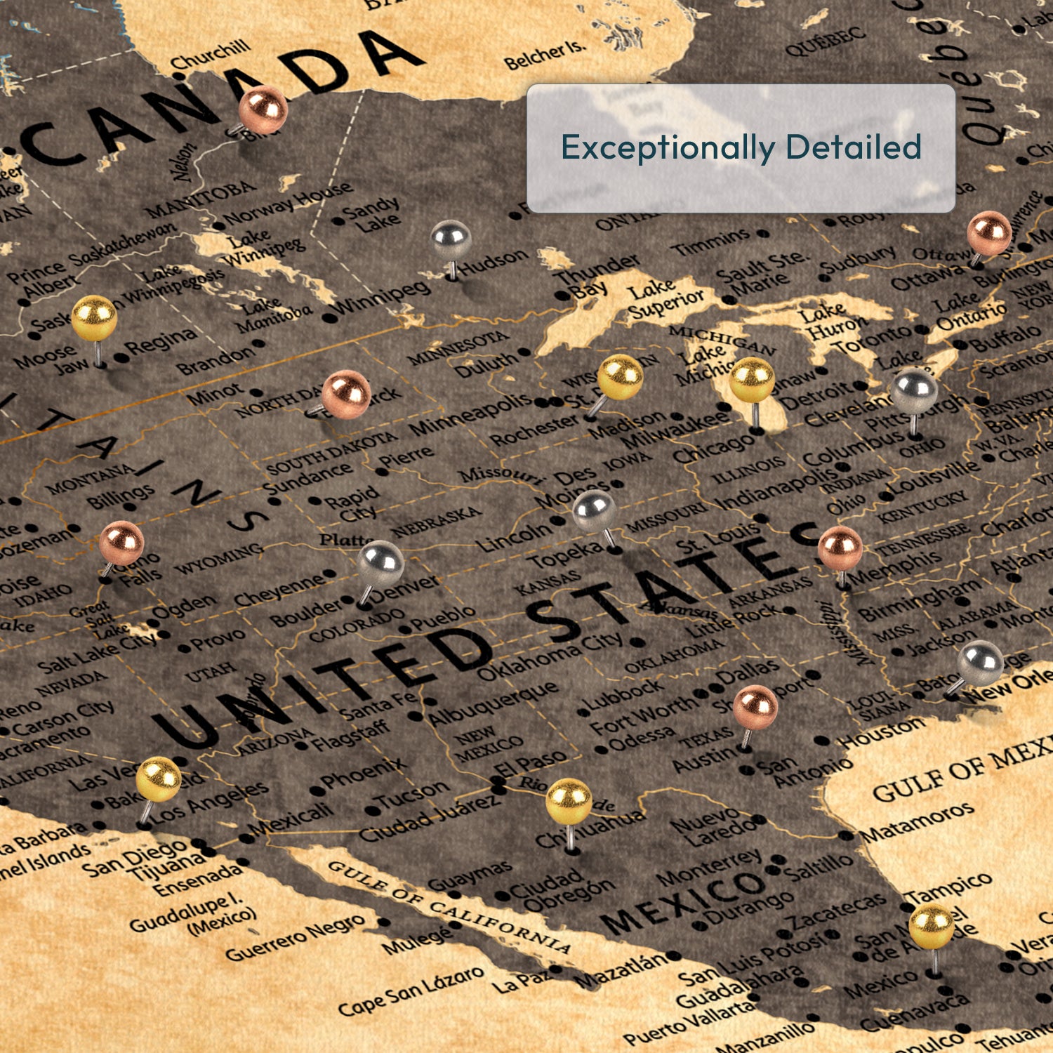 Personalized World Wonders Push Pin Travel Map 3