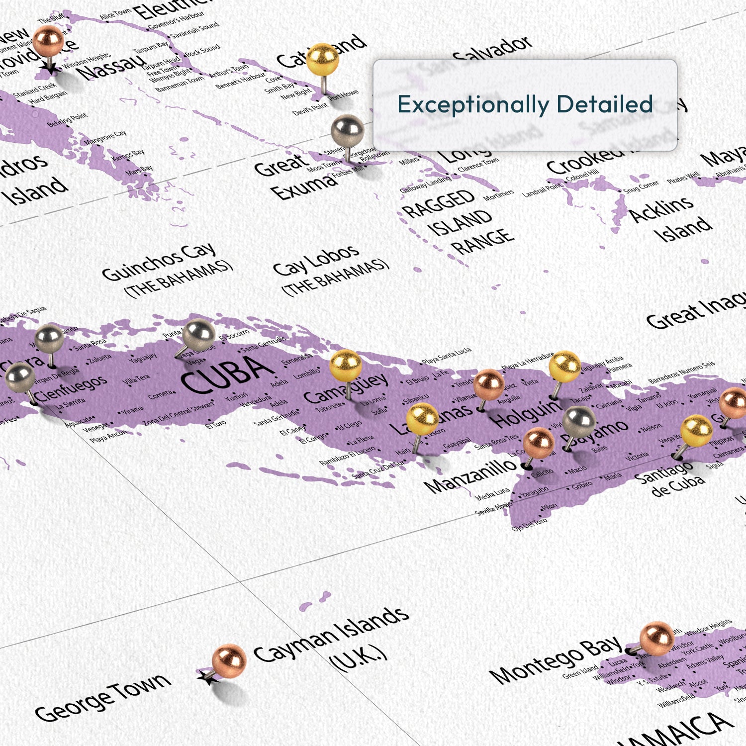 Purple Adventures Caribbean Push Pin Map 3