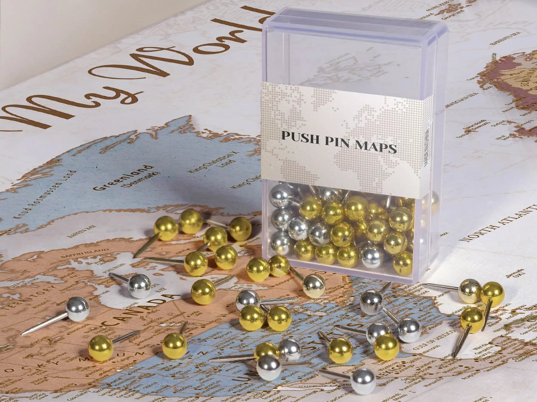 Personalized Travels and Adventures Push Pin USA Map