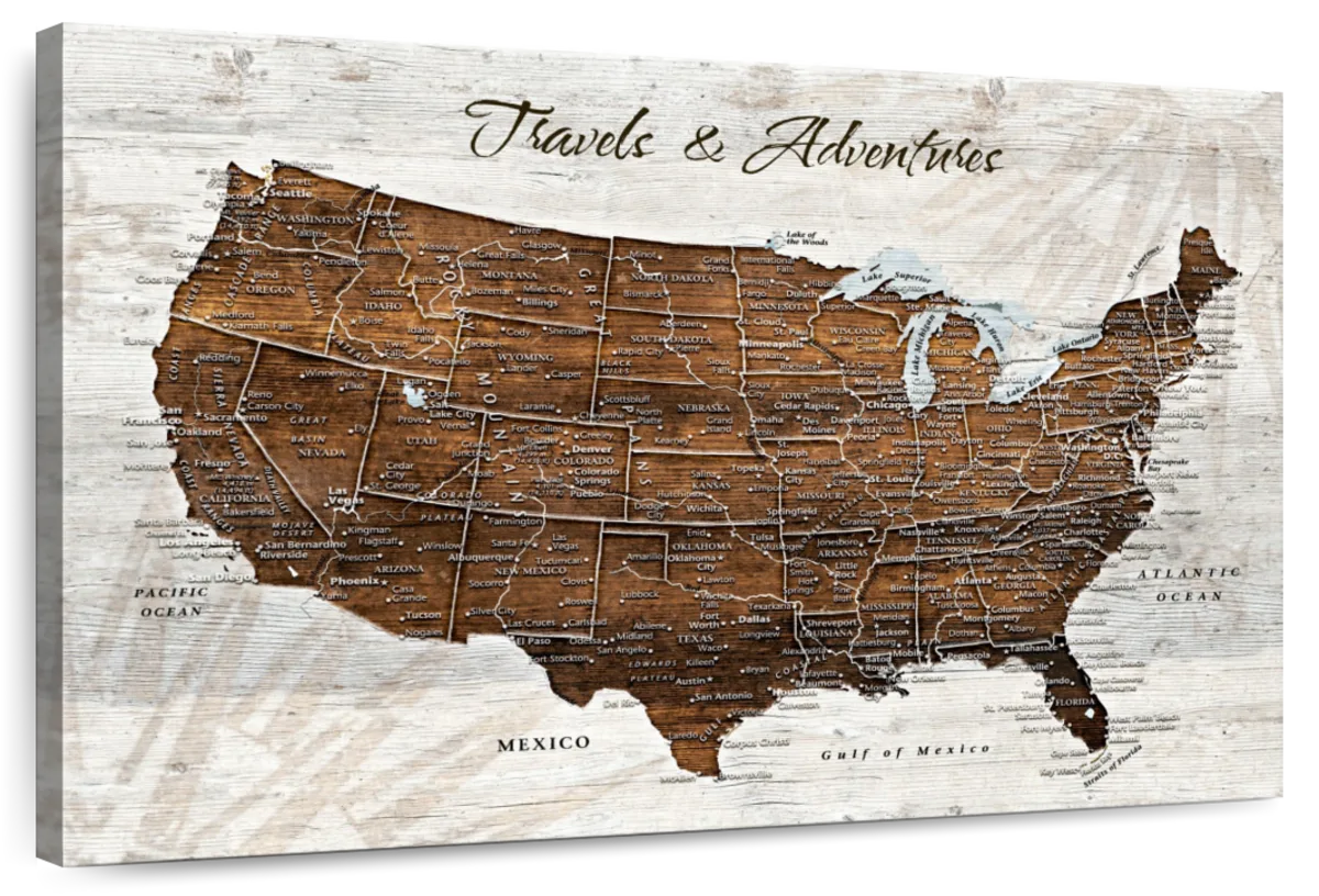 Rustic Horizon Push Pin USA Map 1