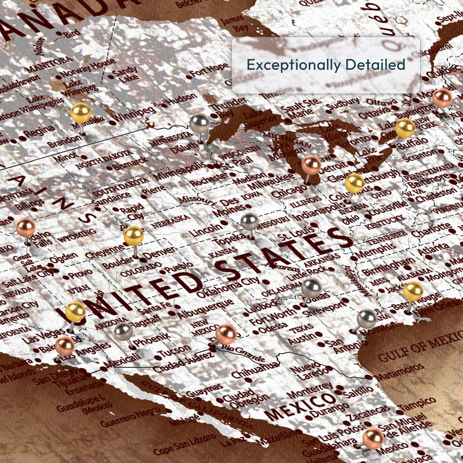 Rustic Horizon Push Pin World Map 7