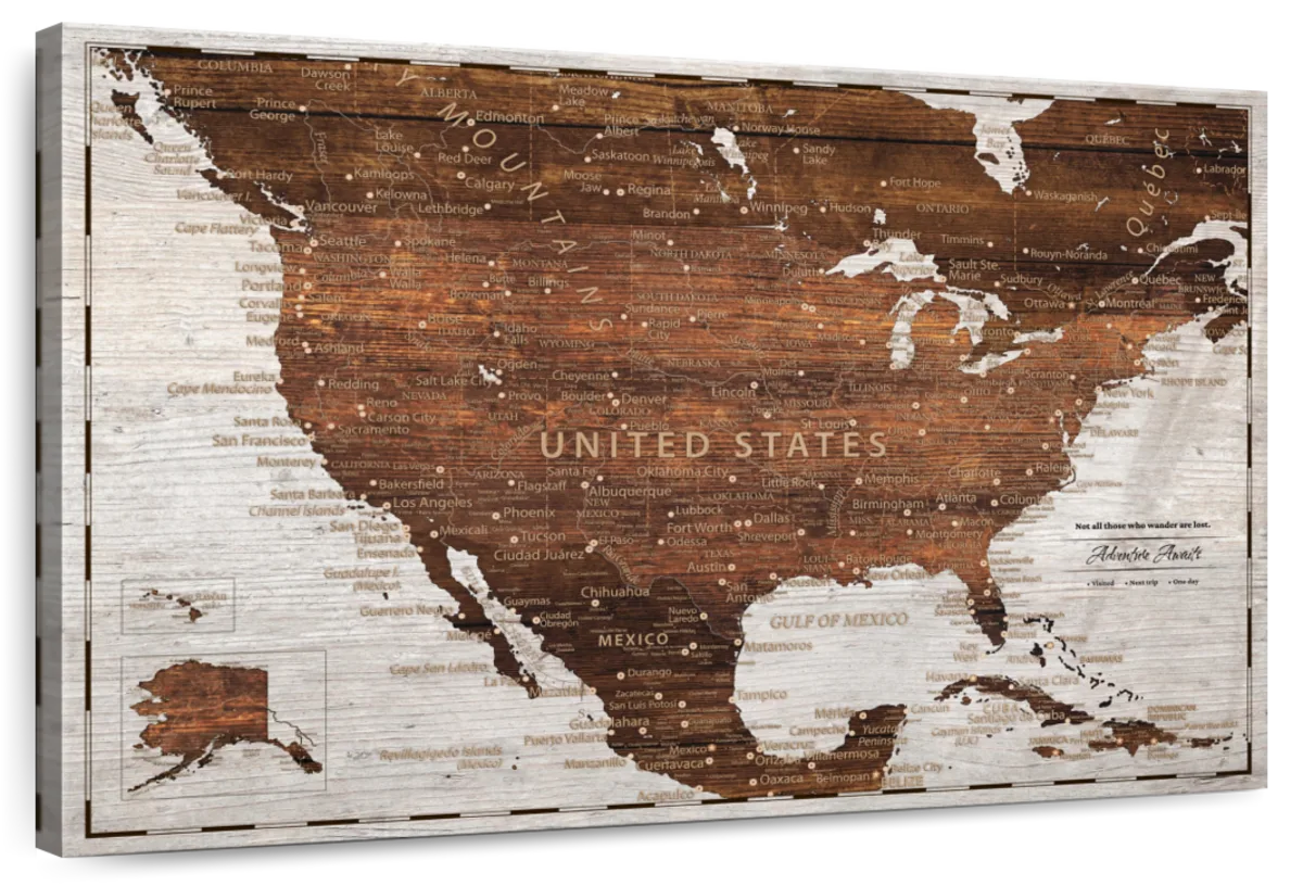 Rustic Wanderlust Push Pin USA Map 1