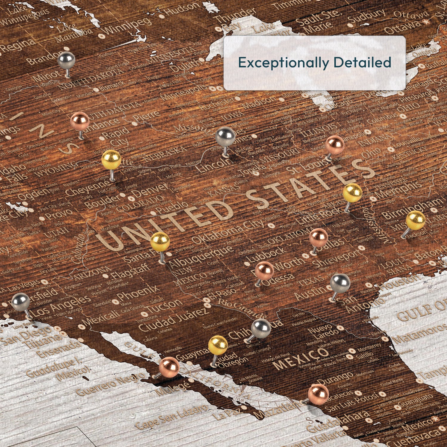 Rustic Wanderlust Push Pin USA Map 3