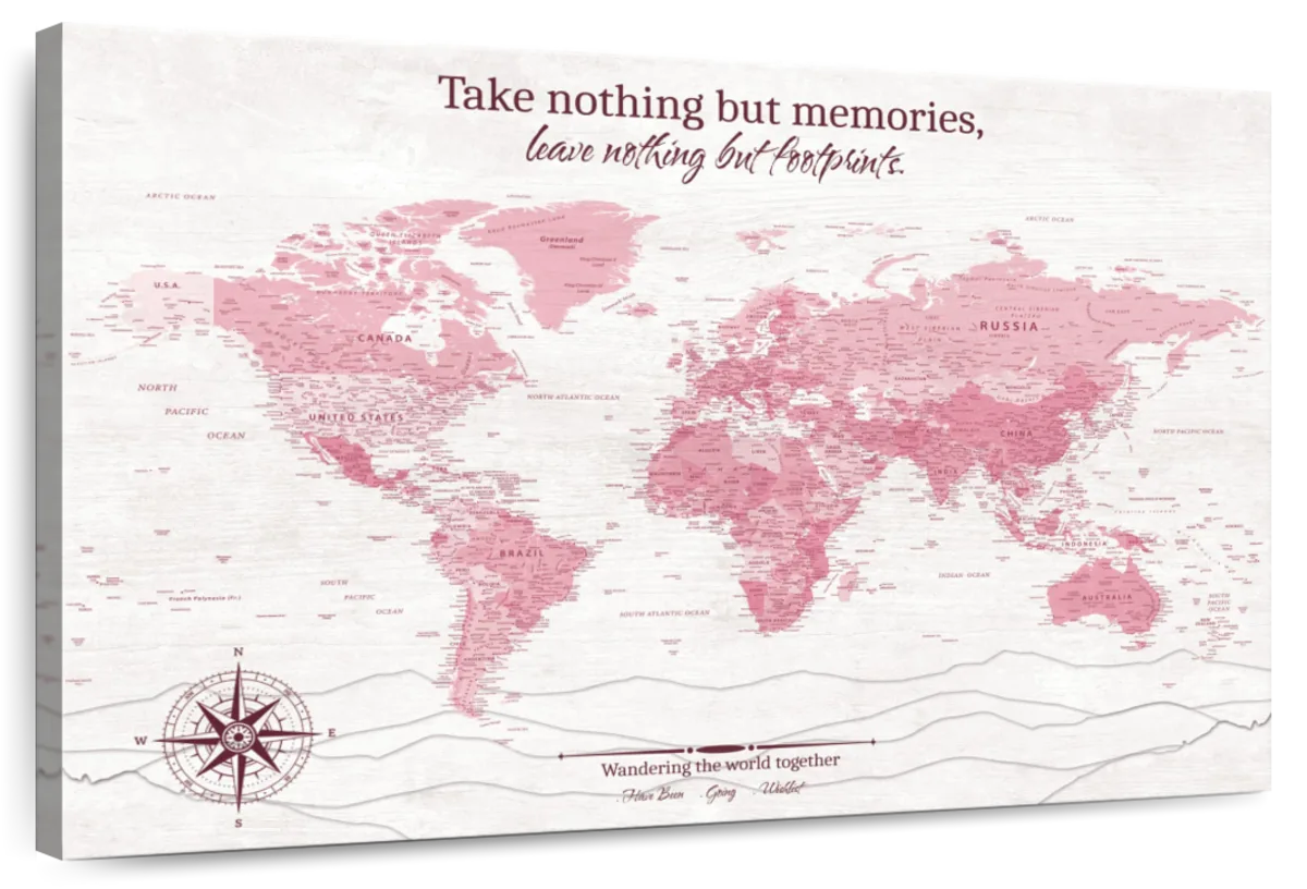 Take Nothing But Memories Push Pin World Map 1