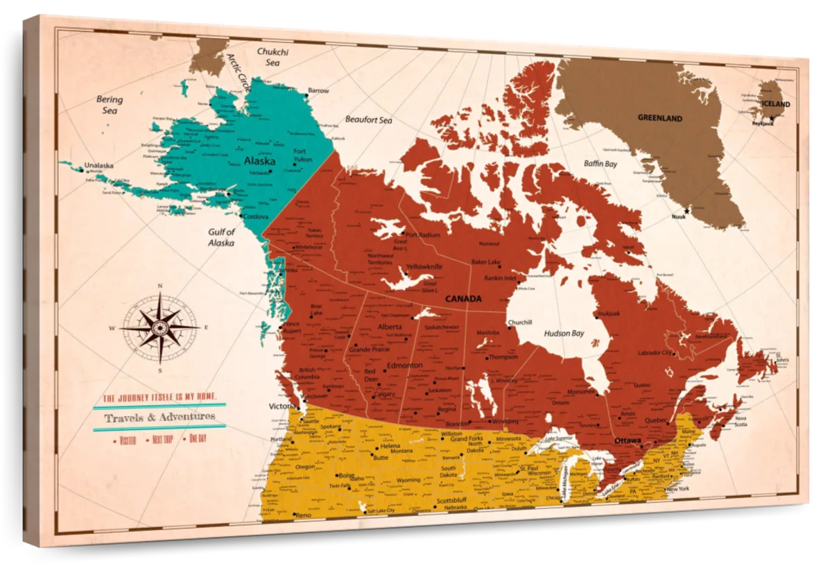 The Journey Itself Is My Home Canada Push Pin Map 1