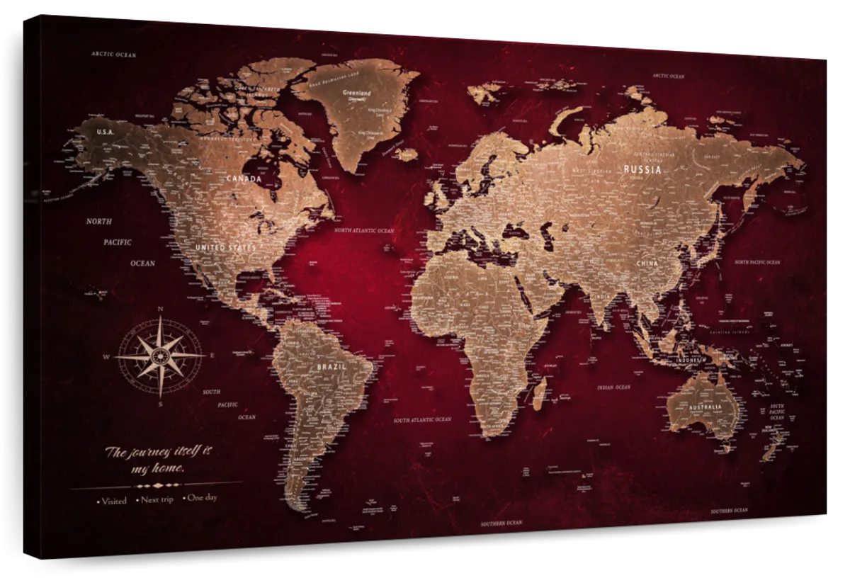 The Journey Itself Is My Home Push Pin World Map 1