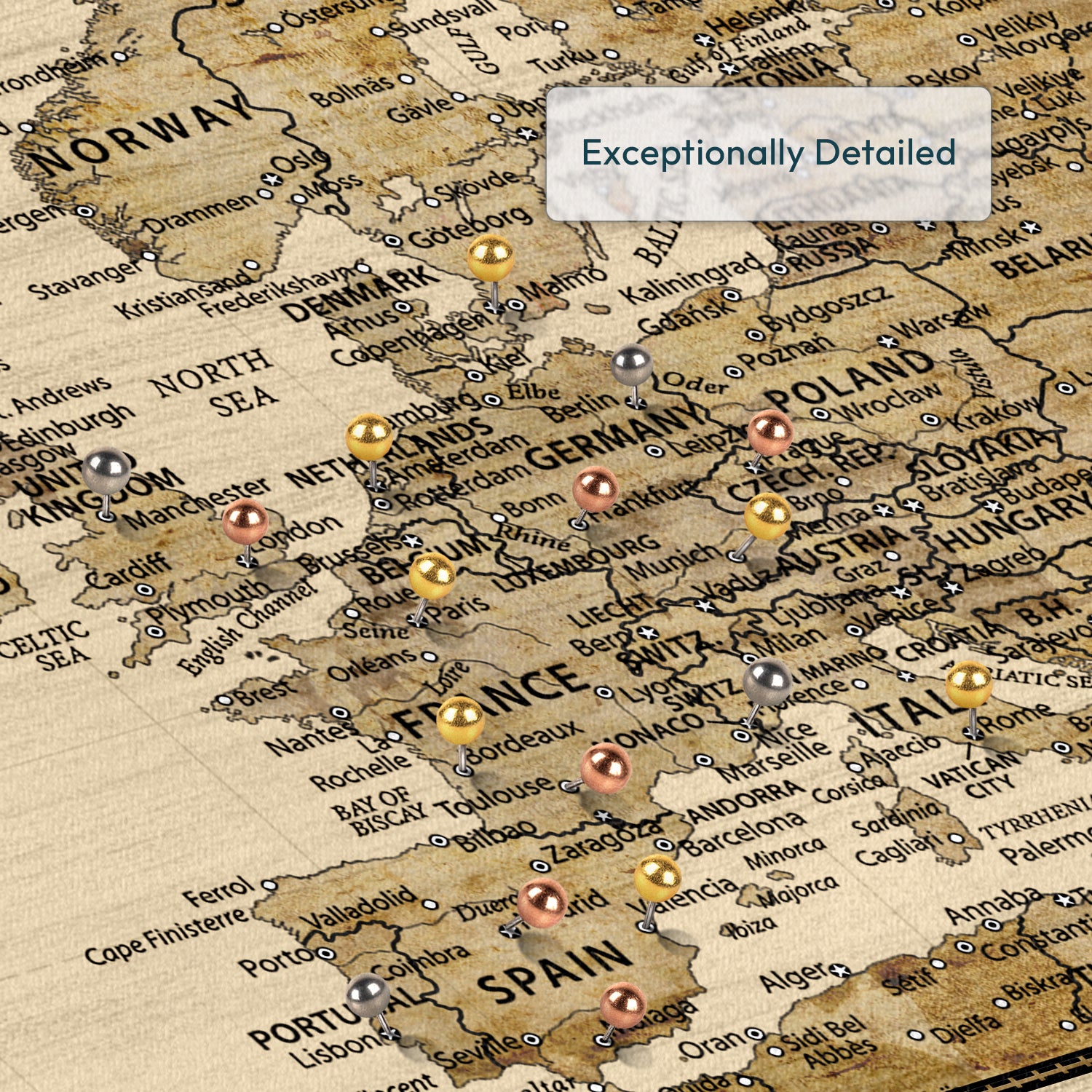 Timeless Europe Push Pin Map 3