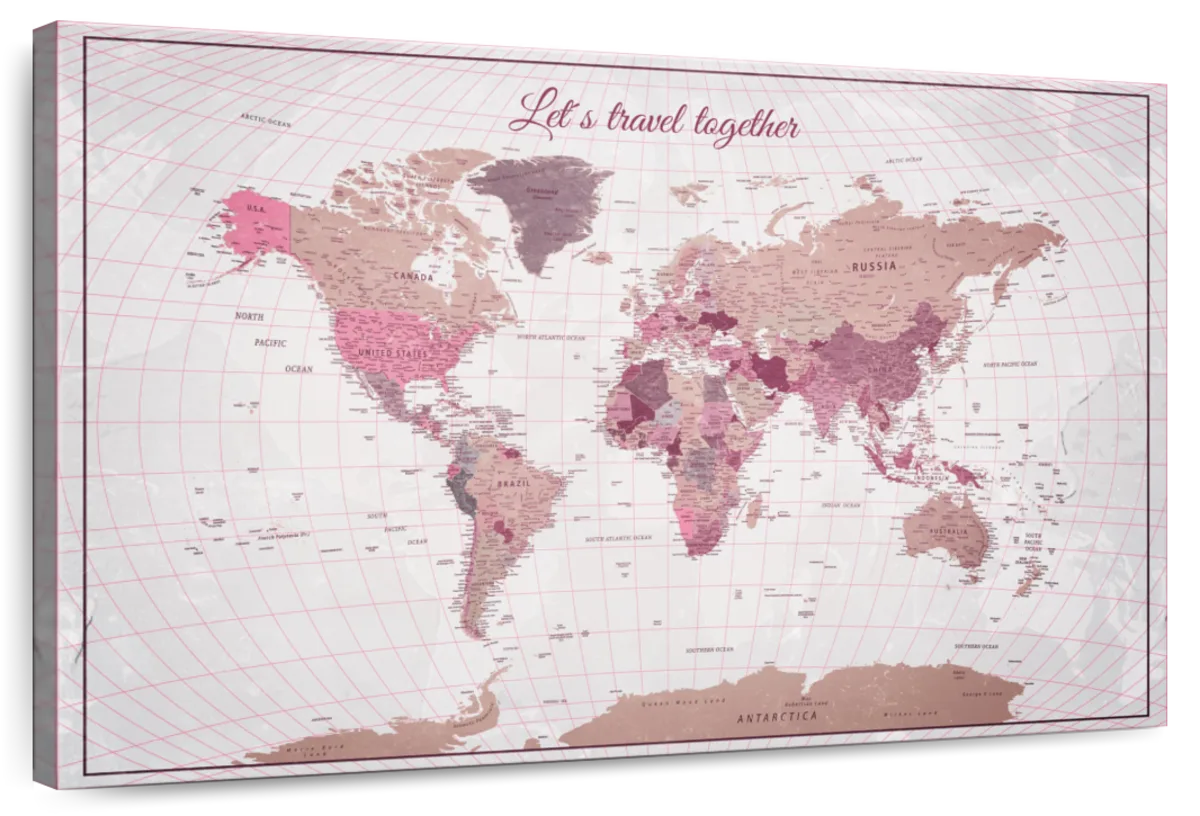 Together On Every Road Push Pin World Map 1