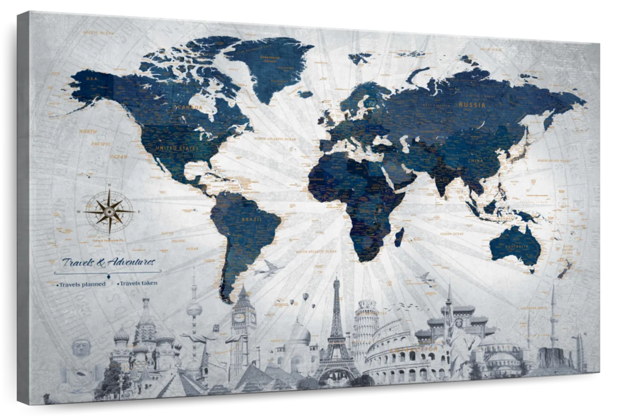 Travels And Adventures Chronicle Push Pin World Map 1