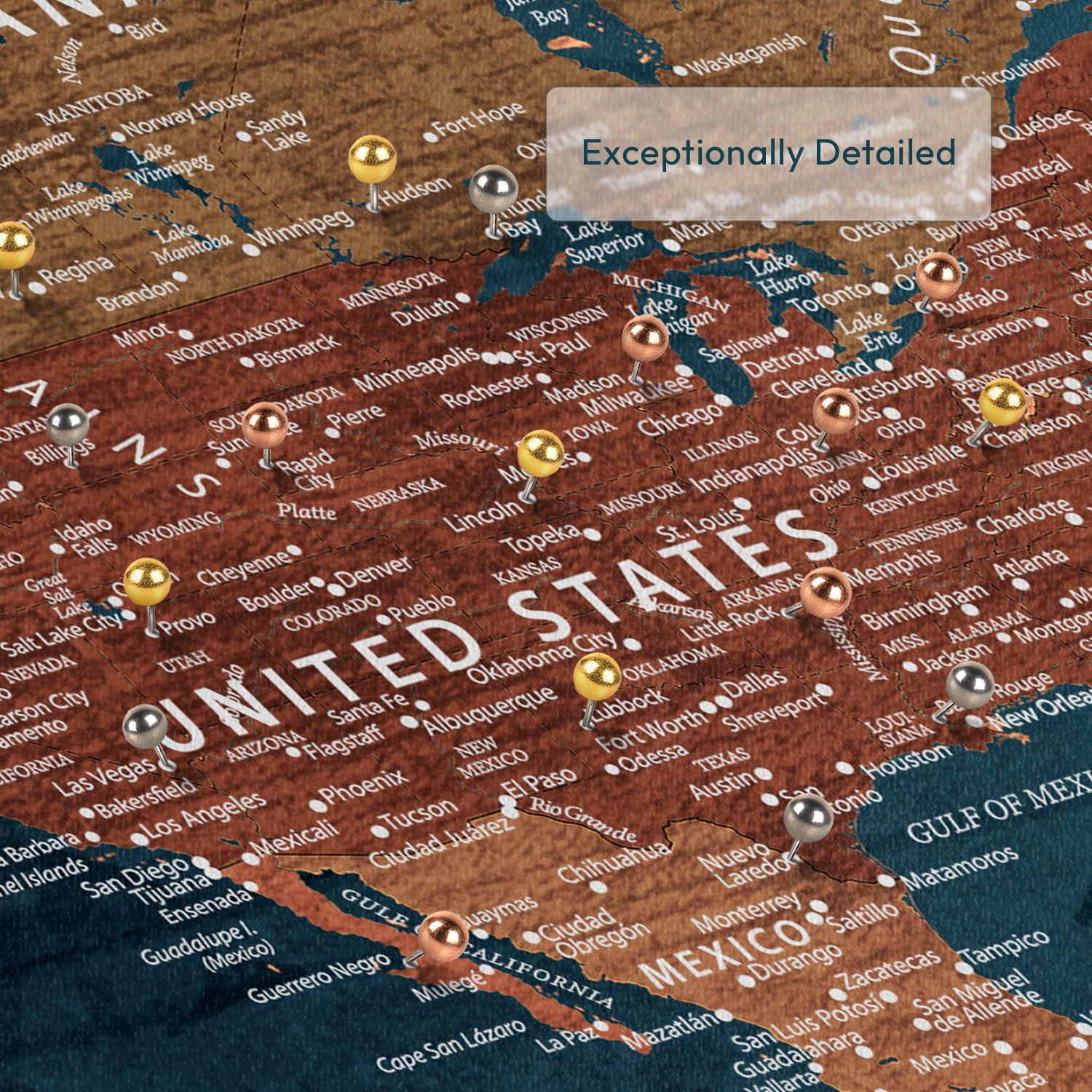 Travels and Adventures Push Pin World Map 4