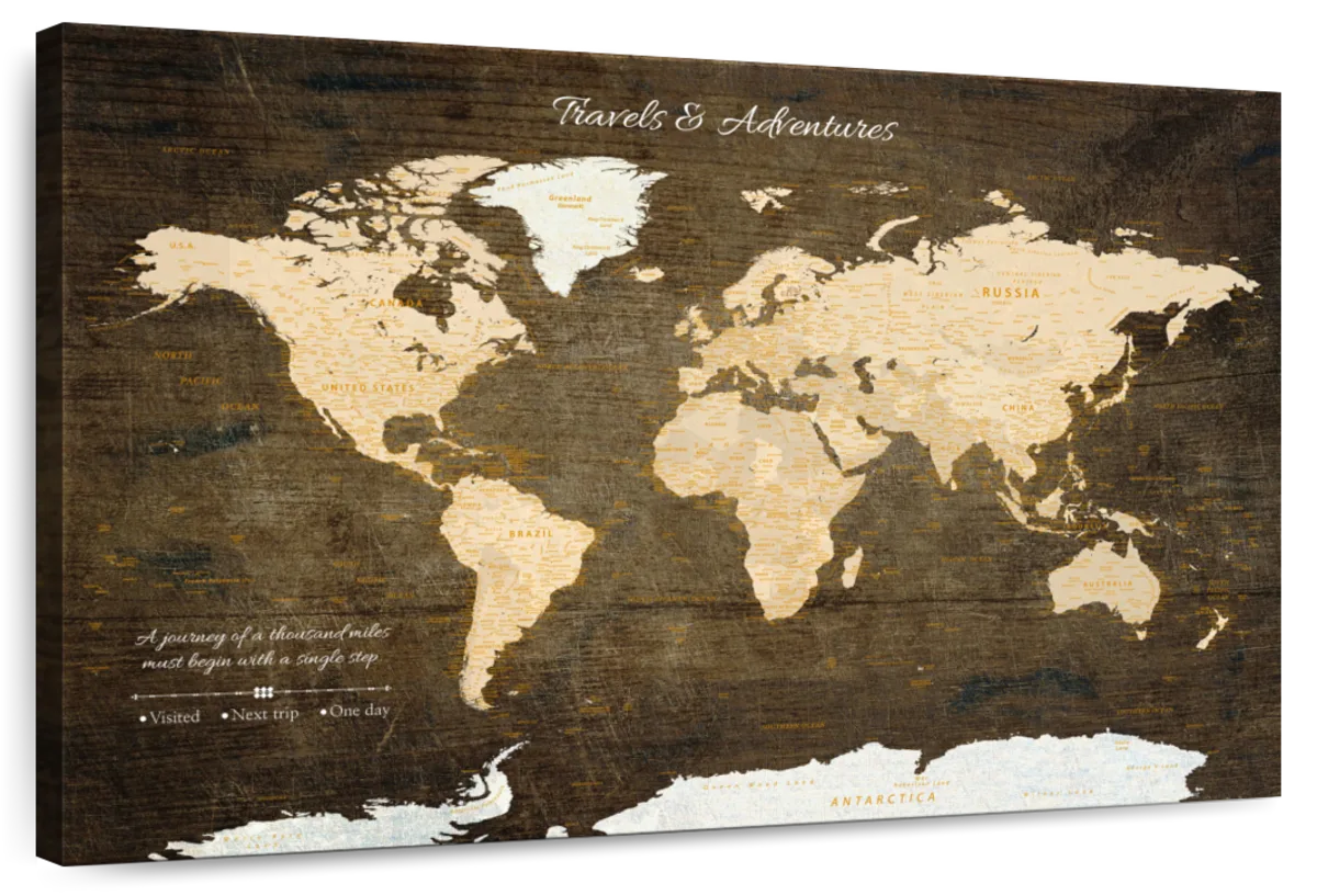 Travels And Adventures Unbound Push Pin World Map 1