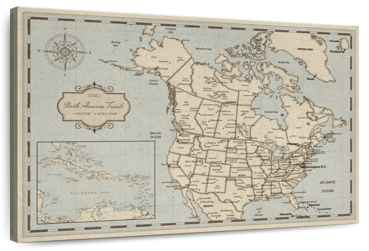 Vintage Horizons North America Push Pin Map 1