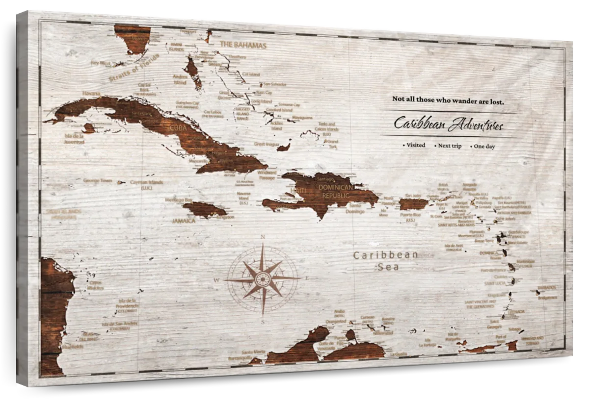 Wanderers Spirit Caribbean Push Pin Map 1
