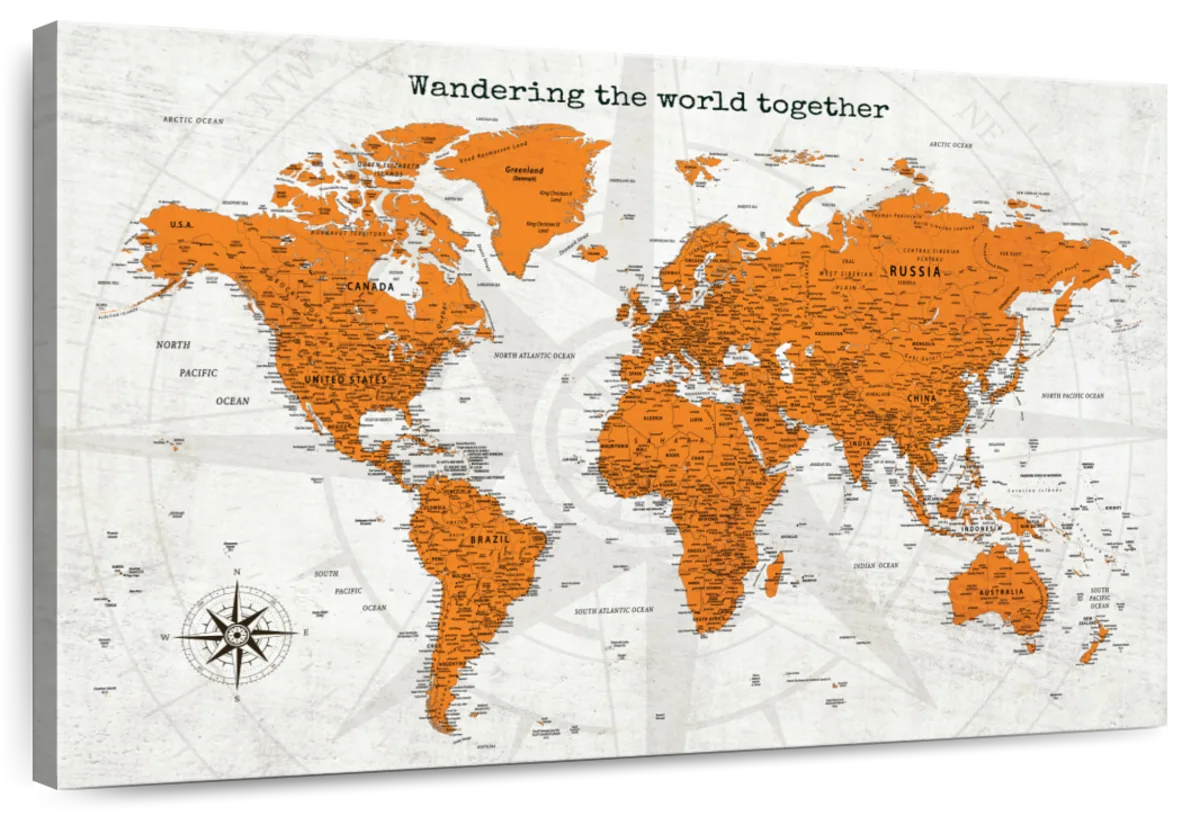 Wandering Together Push Pin World Map 1