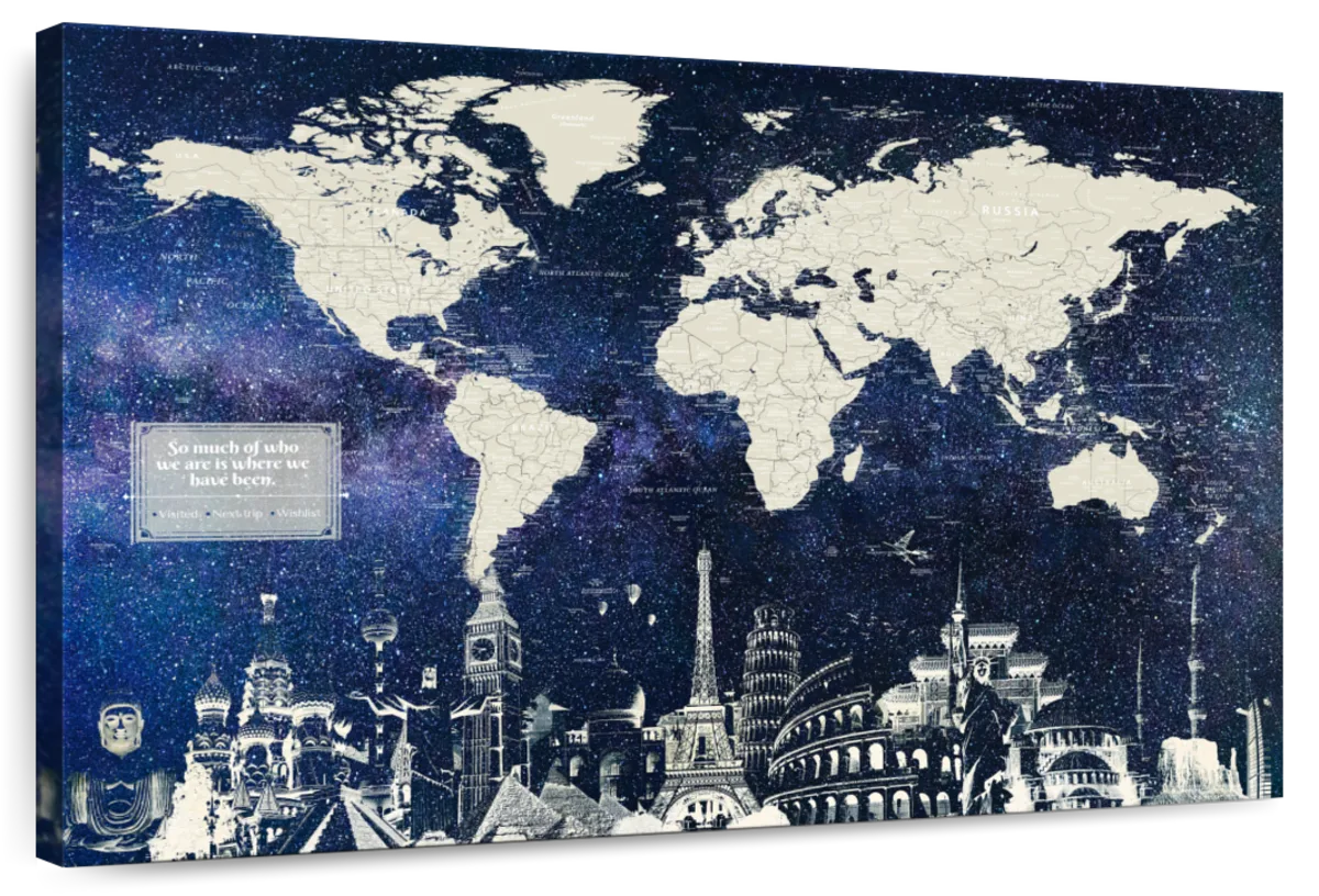 We Are Where We Have Been Push Pin World Map 1