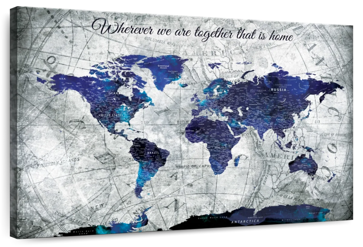 Wherever We Are Push Pin World Map 1