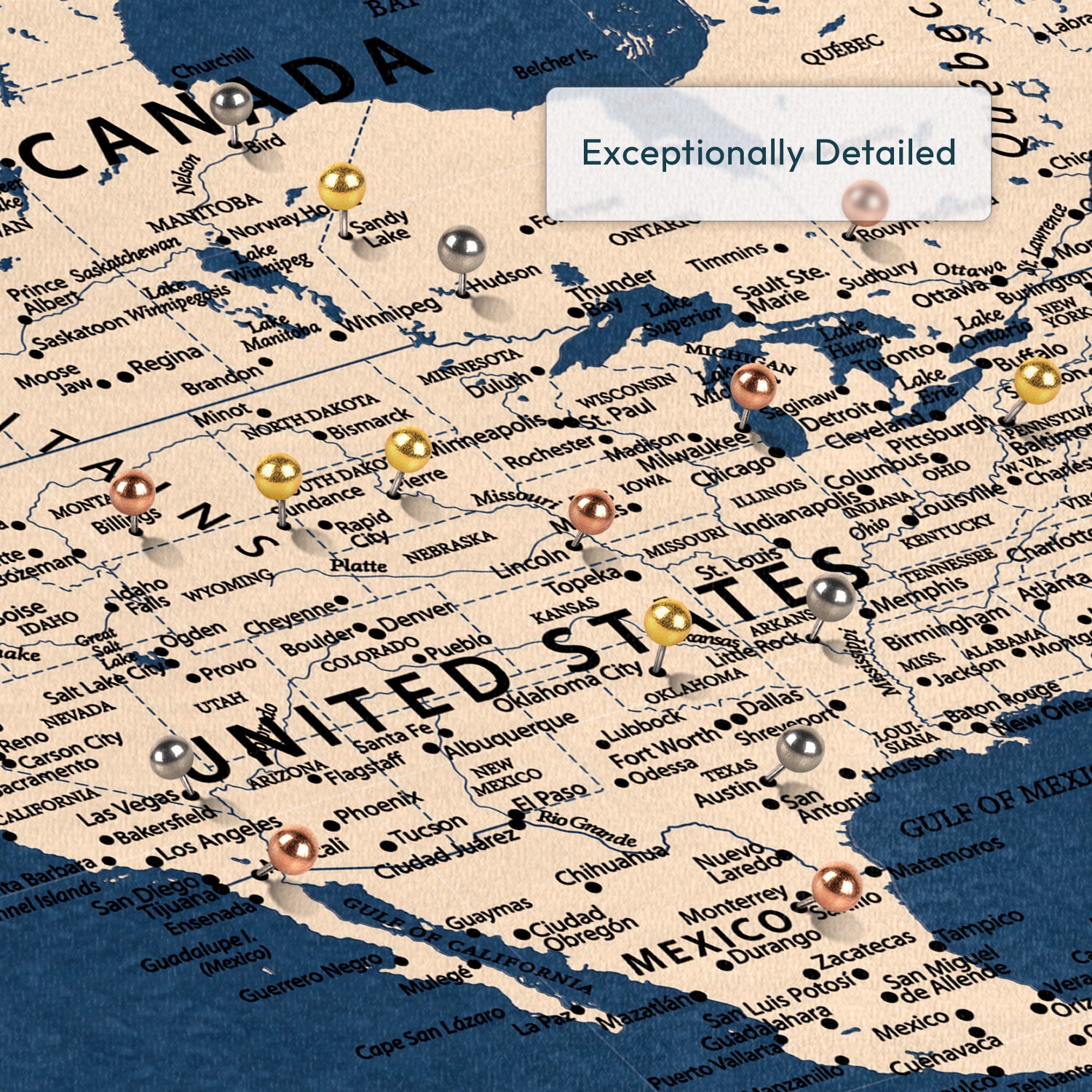 With Travel Comes Wisdom Push Pin World Map 3