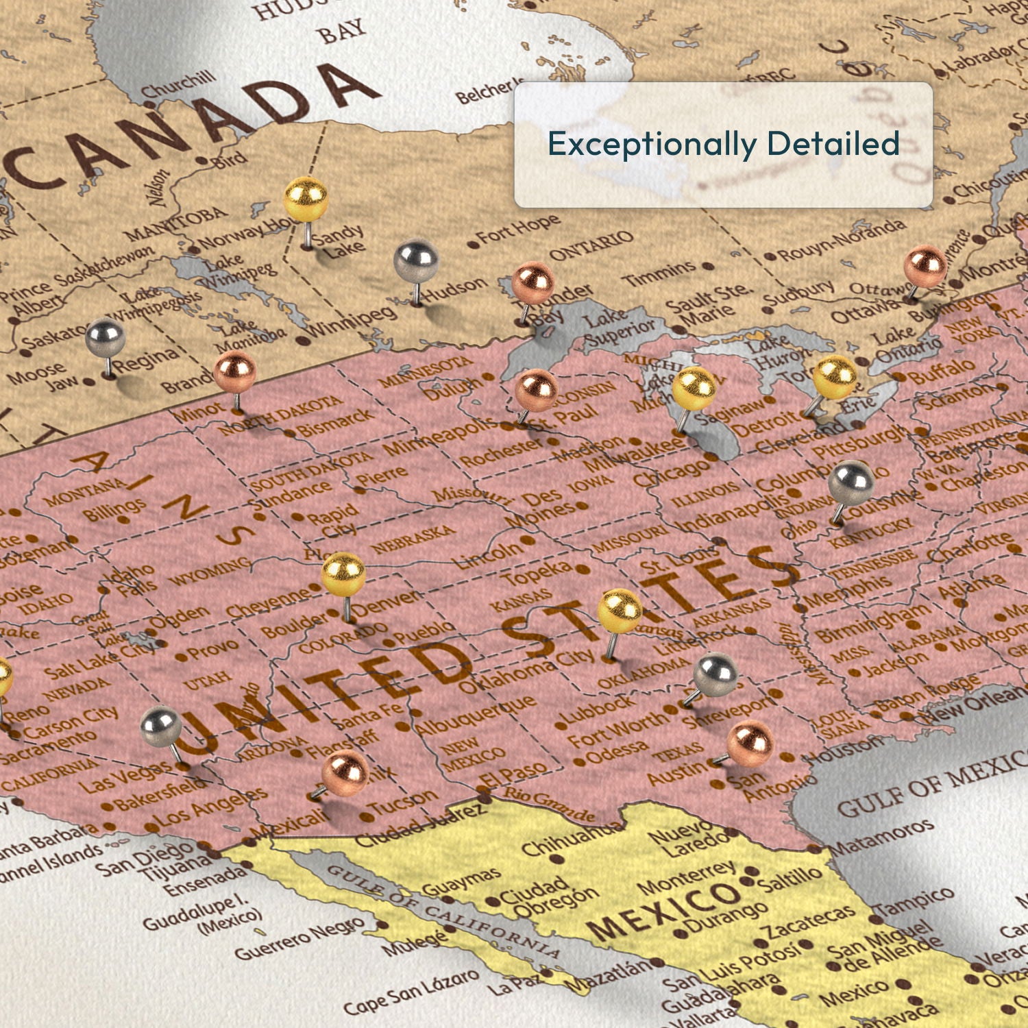 World Wonders Push Pin Travel Map 4